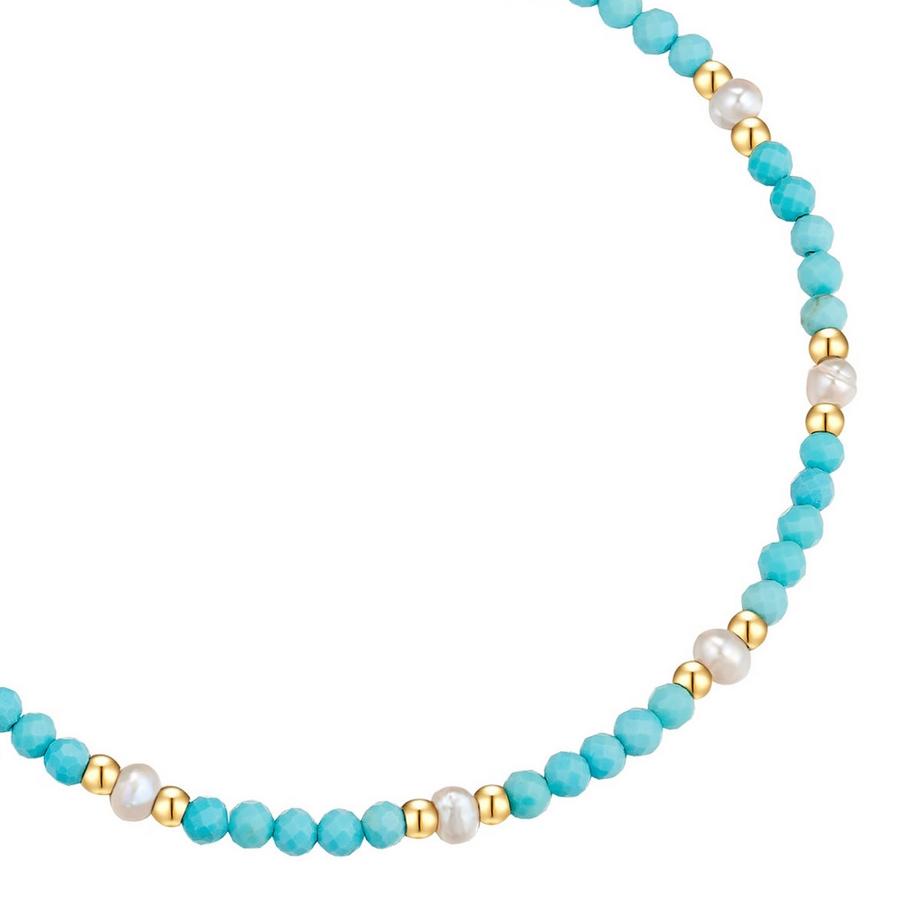Glanzstücke München  Bracelet acier inoxydable turquoise (rek.) perle d'eau douce 