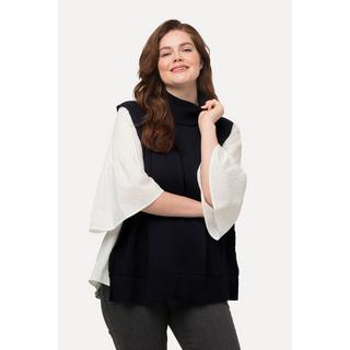 Ulla Popken  Pull sans manches en coton bio, tricot torsadé et col droit 