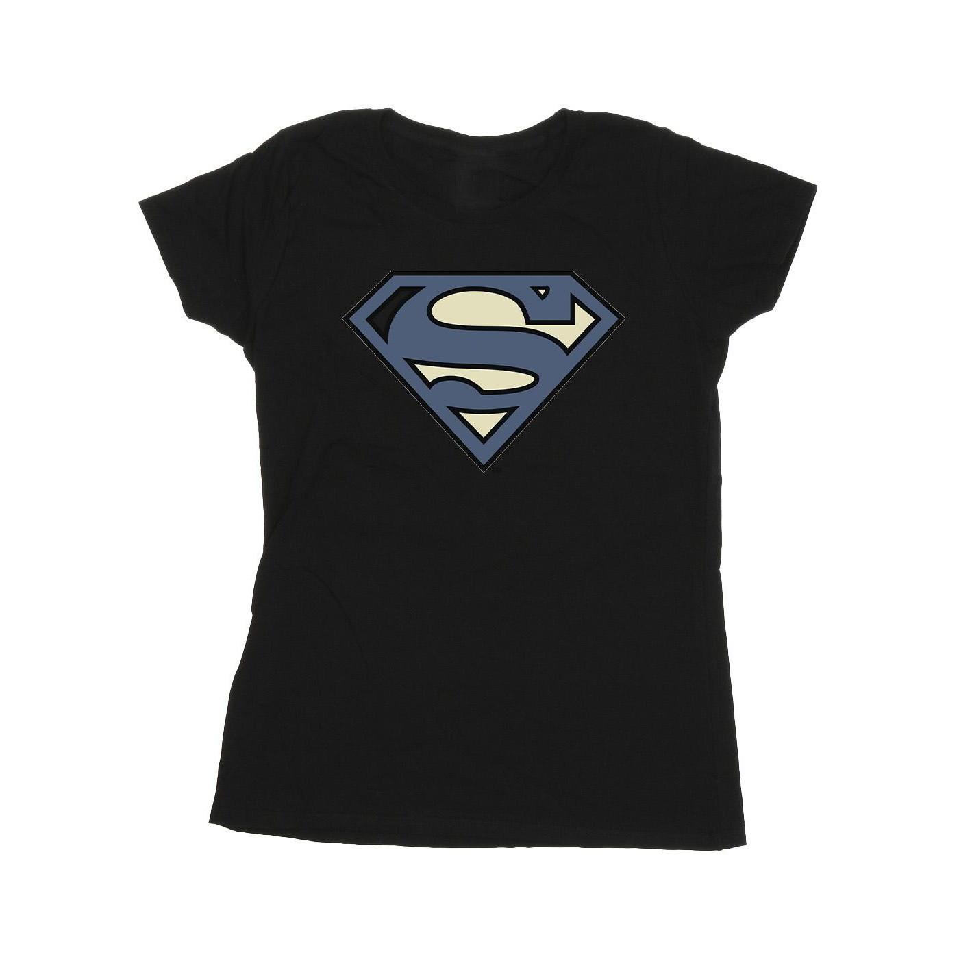 Image of Superman Indigo Blue Logo Tshirt Damen Schwarz XL