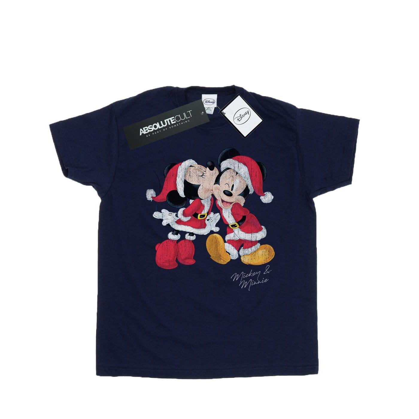 Image of Mickey And Minnie Christmas Kiss Tshirt Jungen Marine 116