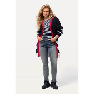 Ulla Popken  Jeans modello Sarah con orlo sfrangiato, gamba aderente e cintura elastica 