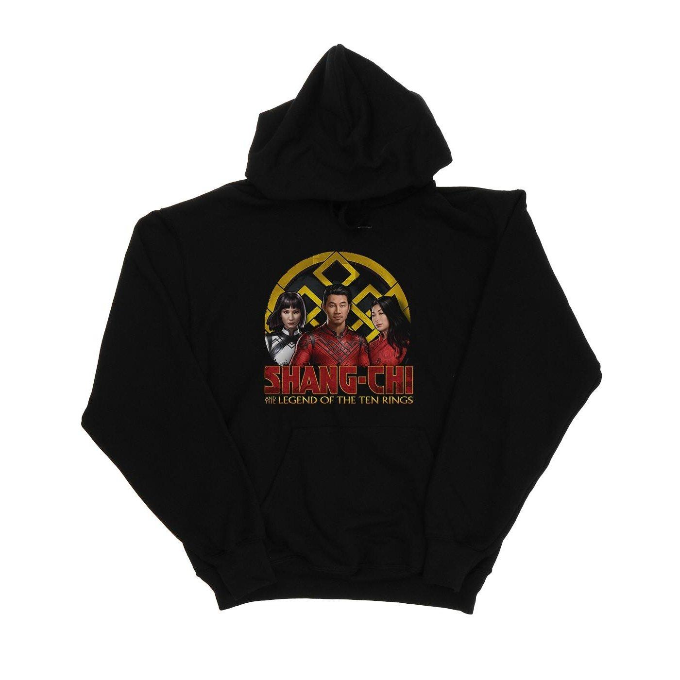 Image of Shangchi And The Legend Of The Ten Rings Group Logo Emblem Kapuzenpullover Mädchen Schwarz 116
