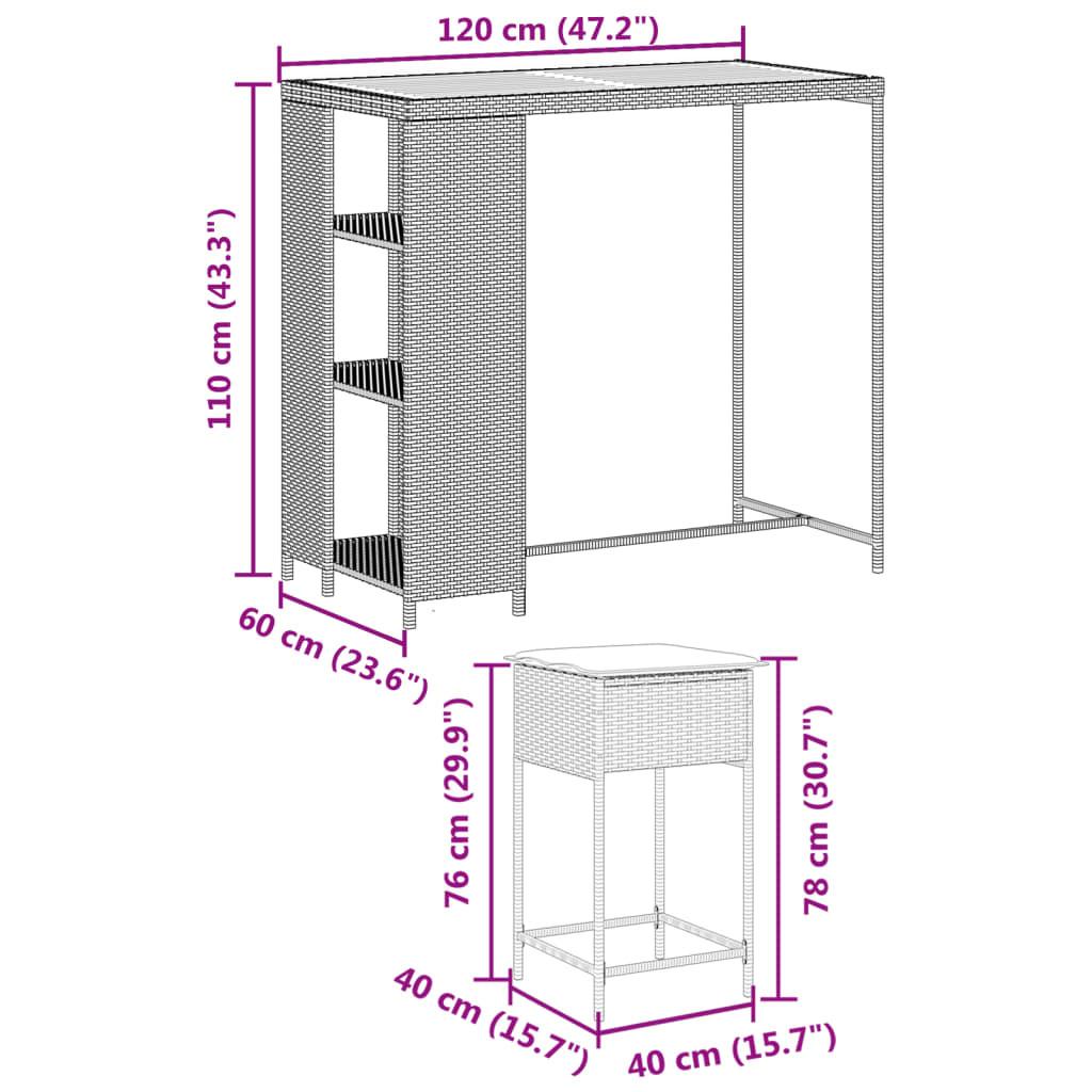 VidaXL set bar da giardino Polirattan  