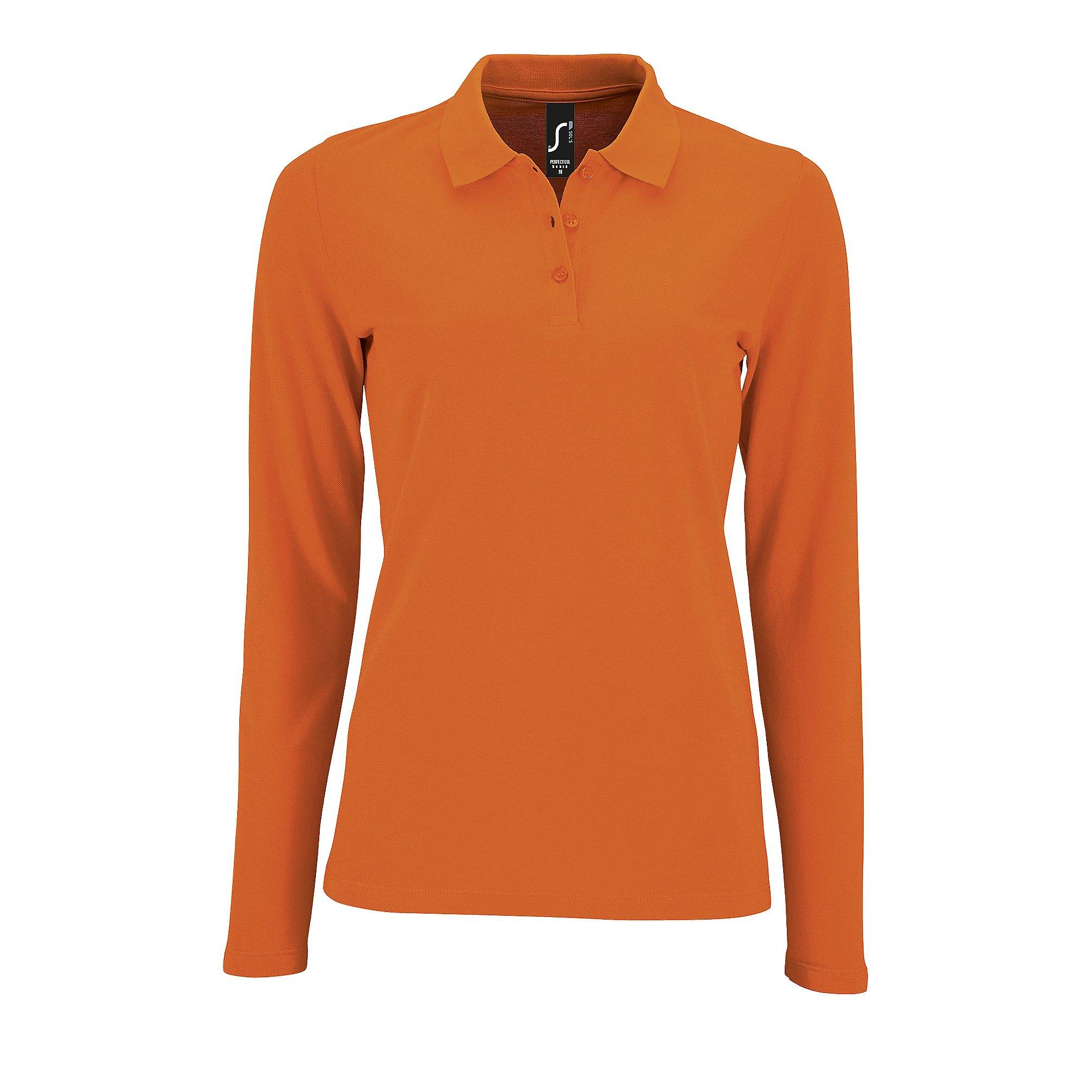 Image of Piquepoloshirt, Langärmlig Damen Orange M