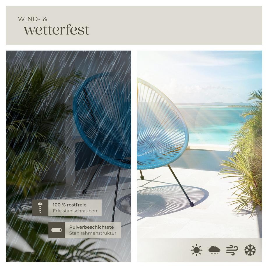 Tectake 2 Gartenstühle Santana mit Tisch  Retro-Design im Acapulco-Stil widerstandsfähig  