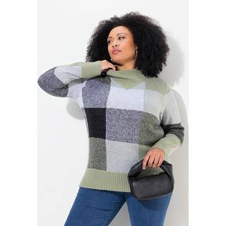 Ulla Popken  Pullover, Karomuster, Stehkragen, Langarm 