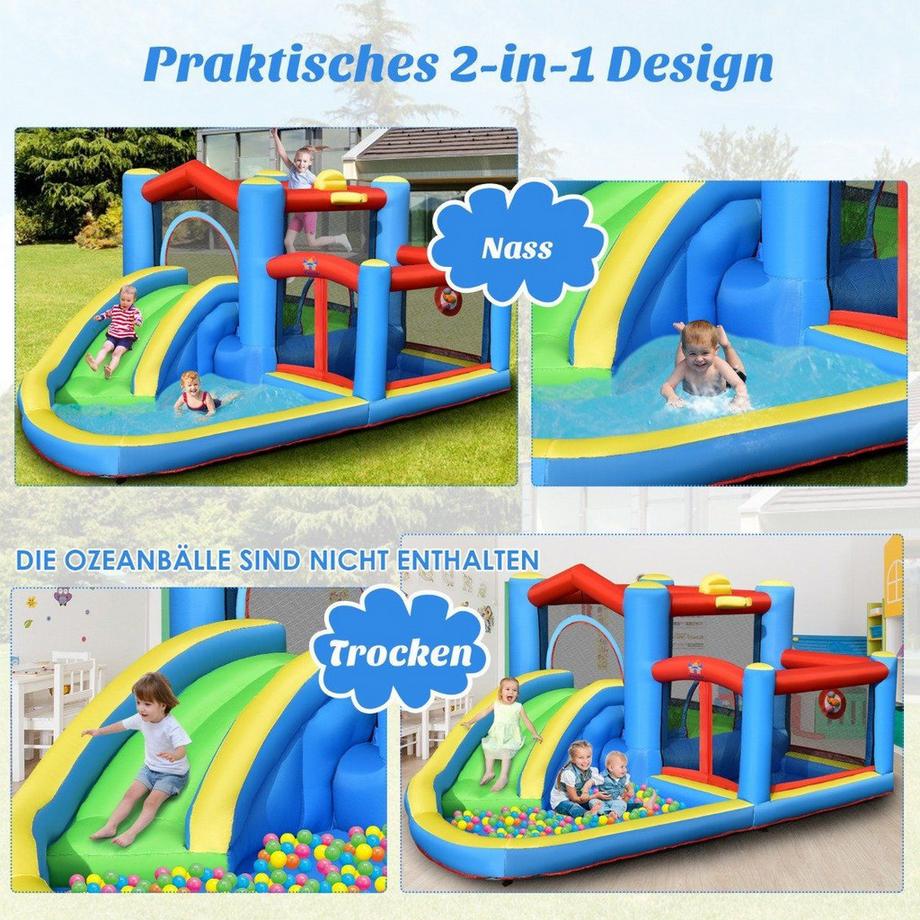 Parco acquatico da giardino con scivolo gonfiabile per bambini 410 x 310 x 191 cm Colorato