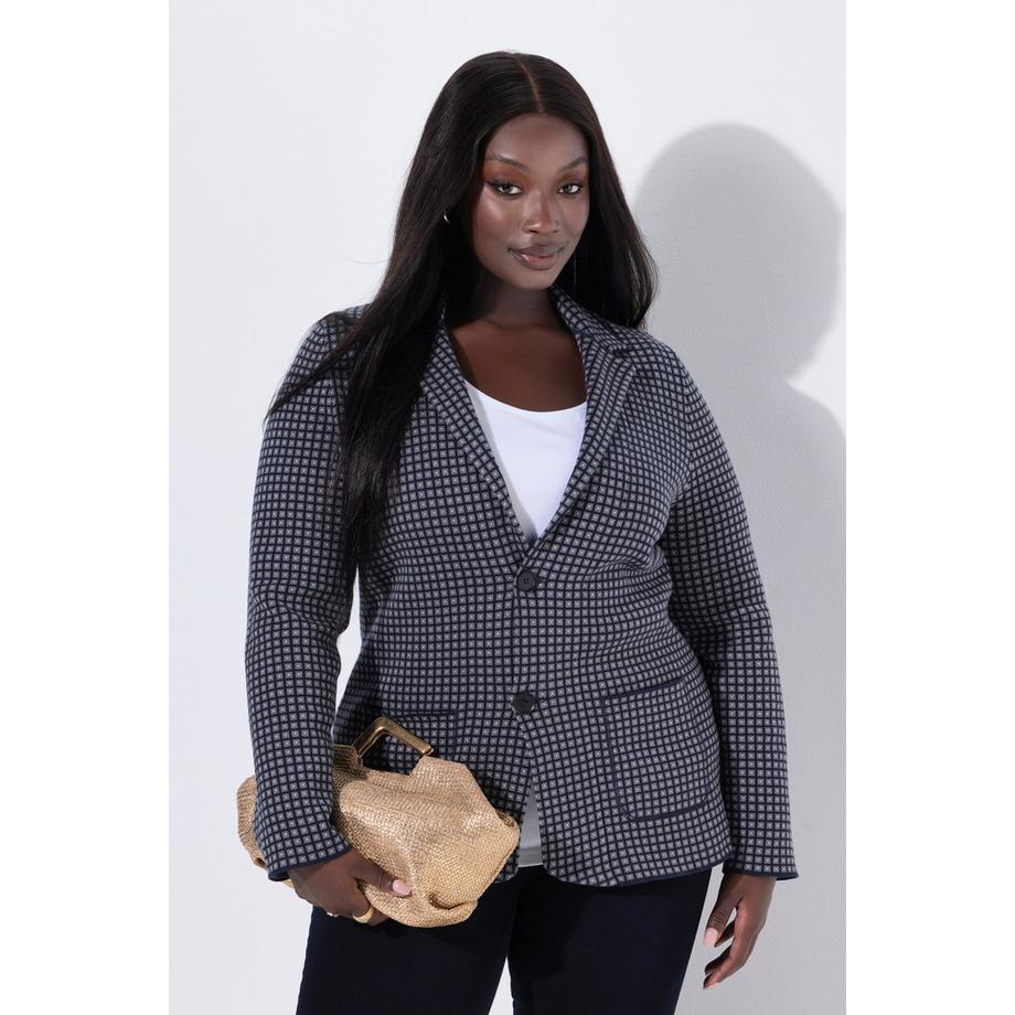 Ulla Popken Blazer en maille Col à revers Manches longues  