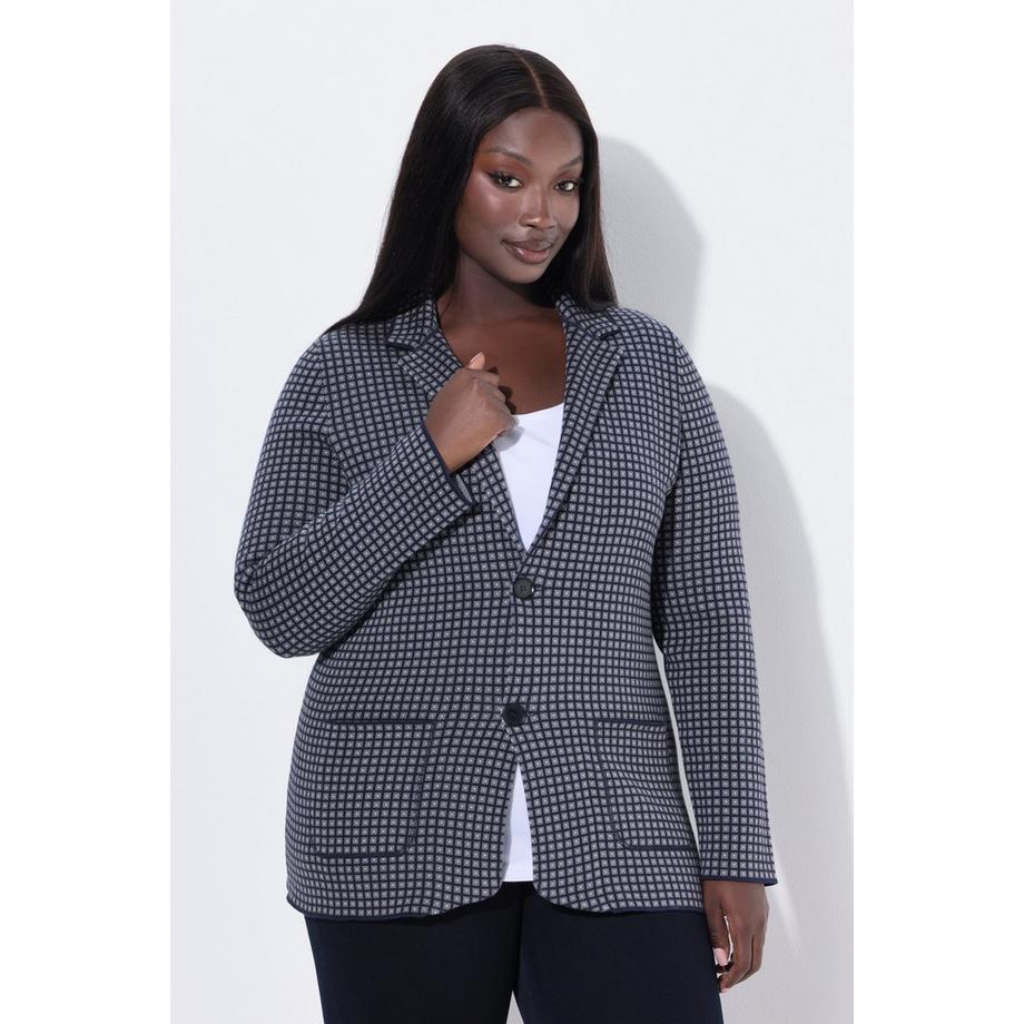 Ulla Popken Blazer en maille Col à revers Manches longues  