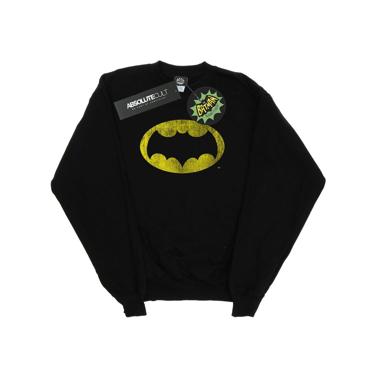 Image of Batman Tv Series Distressed Logo Sweatshirt Herren Schwarz L