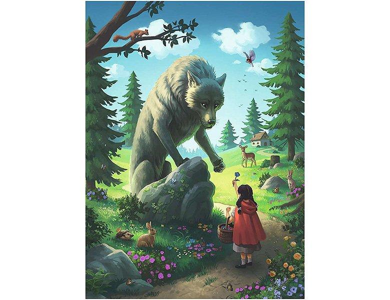 Ravensburger  Puzzle Rotkäppchen und der Wolf (100XXL) 