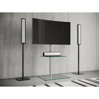 VCM TV Standfuß mit Zwischenboden |  Alu Rack Fernseh | ESG-Sicherheitsglas | Maße ca. H. 100 x B. 60 x T. 45 cm - Alani  