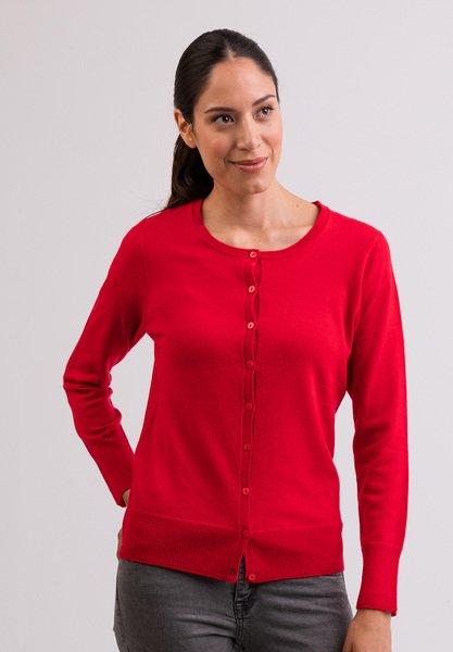 Image of Kaschmir Cardigan Rundhals Damen Rot Bunt XL
