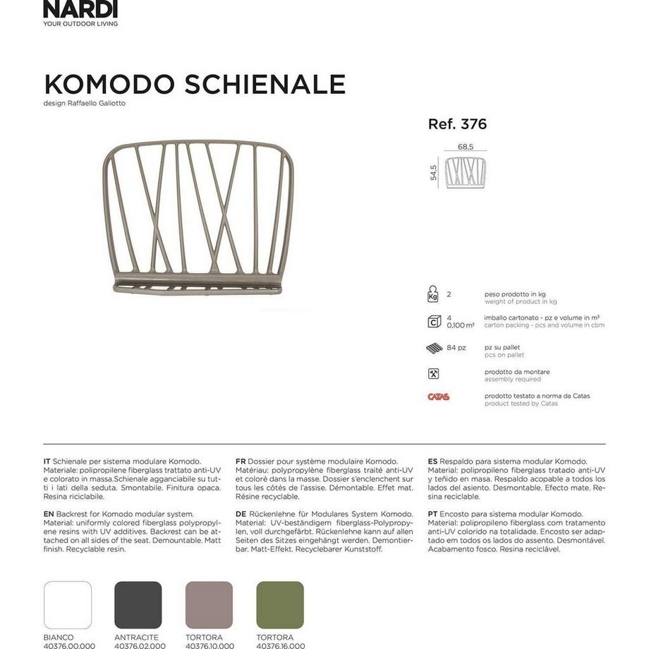 NARDI outdoor Salon de jardin dossier komodo anthracite  