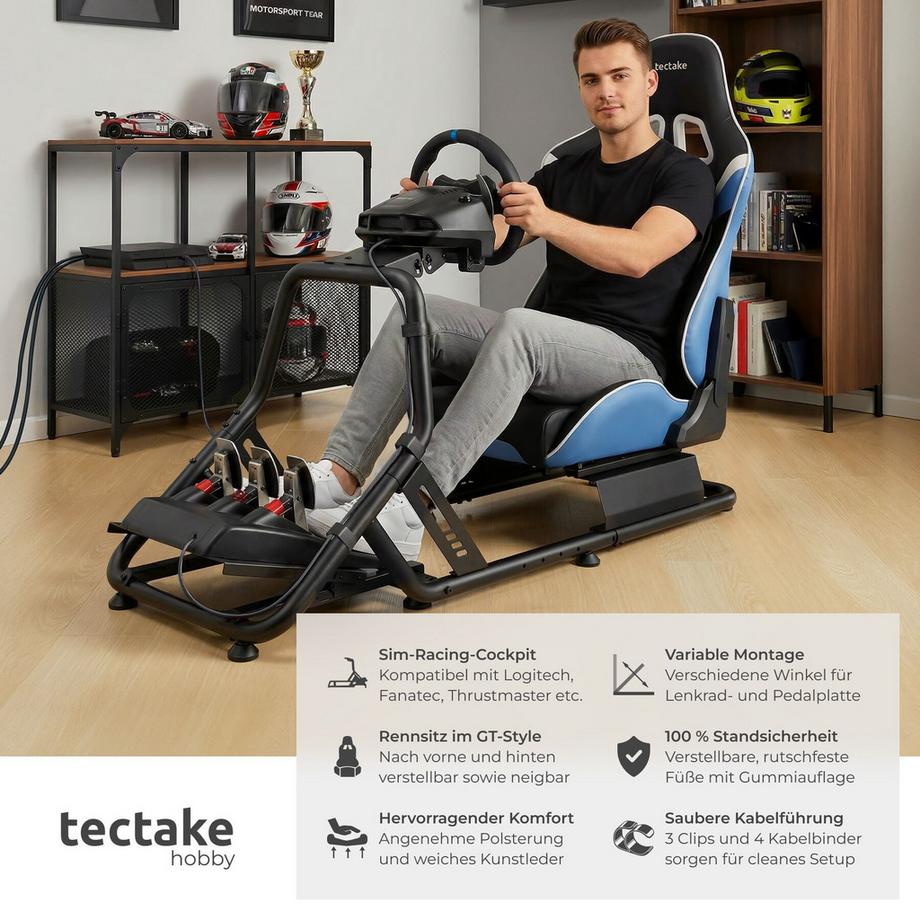 Tectake Sedia da gioco Play sedile da corsa regolabile in stile GT  