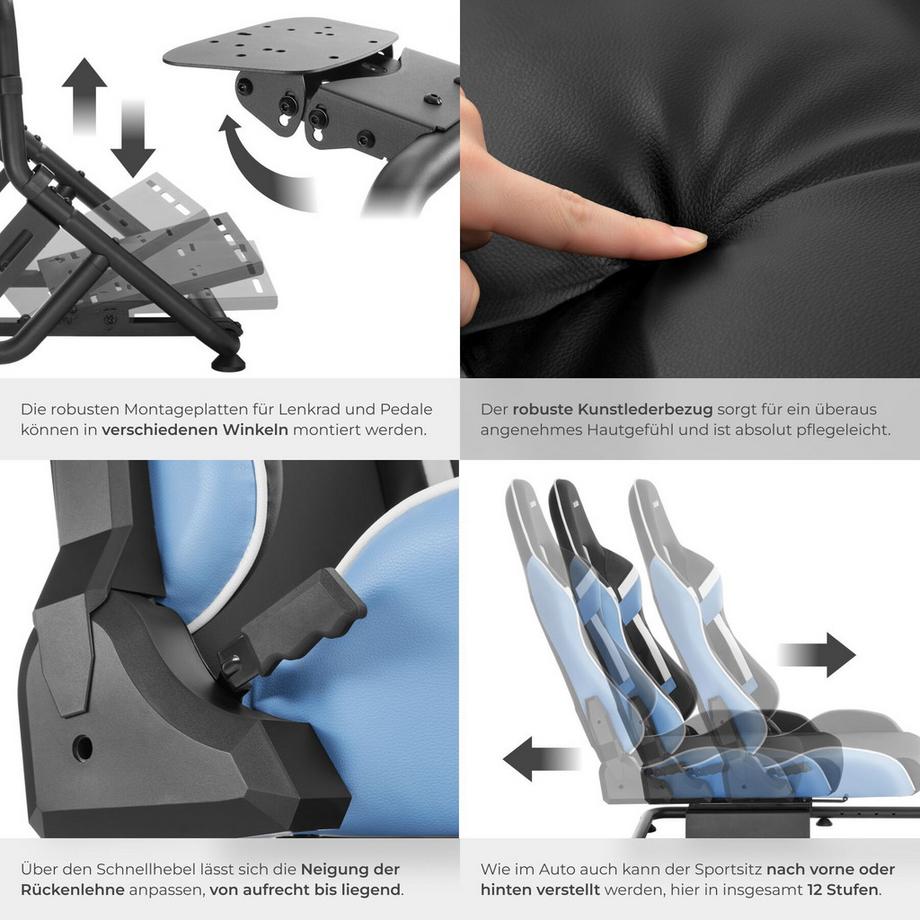 Tectake Sedia da gioco Play sedile da corsa regolabile in stile GT  