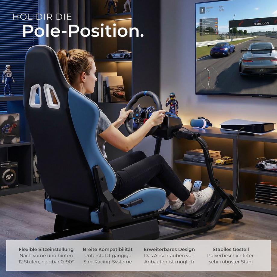 Tectake Sedia da gioco Play sedile da corsa regolabile in stile GT  