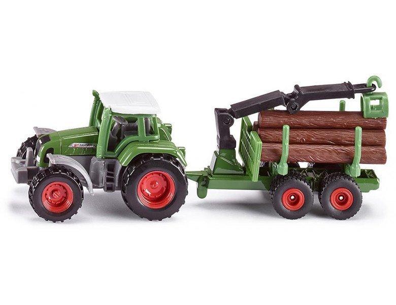 Image of 1645, Traktor mit Forstanhänger, Metall/Kunststoff, Grün, Inkl. 6 Baumstämmen