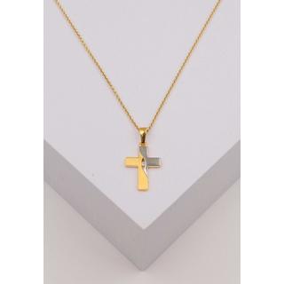 MUAU Schmuck  Anhänger Kreuz Gelbgold 750, 24x12mm Brillant 0.02ct. 