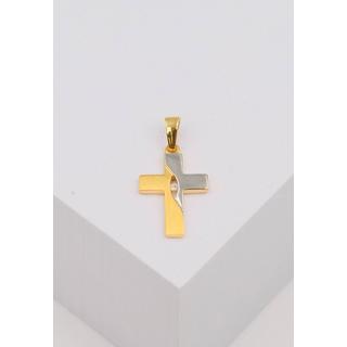 MUAU Schmuck  Pendentif croix or jaune 750, 24x12mm brillant 0,02ct. 