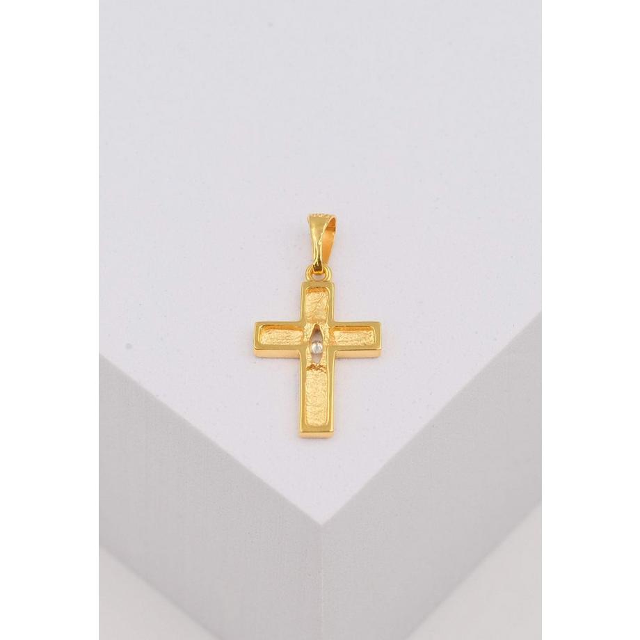 MUAU Schmuck  Anhänger Kreuz Gelbgold 750, 24x12mm Brillant 0.02ct. 