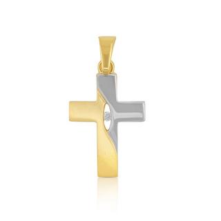 MUAU Schmuck  Anhänger Kreuz Gelbgold 750, 24x12mm Brillant 0.02ct. 