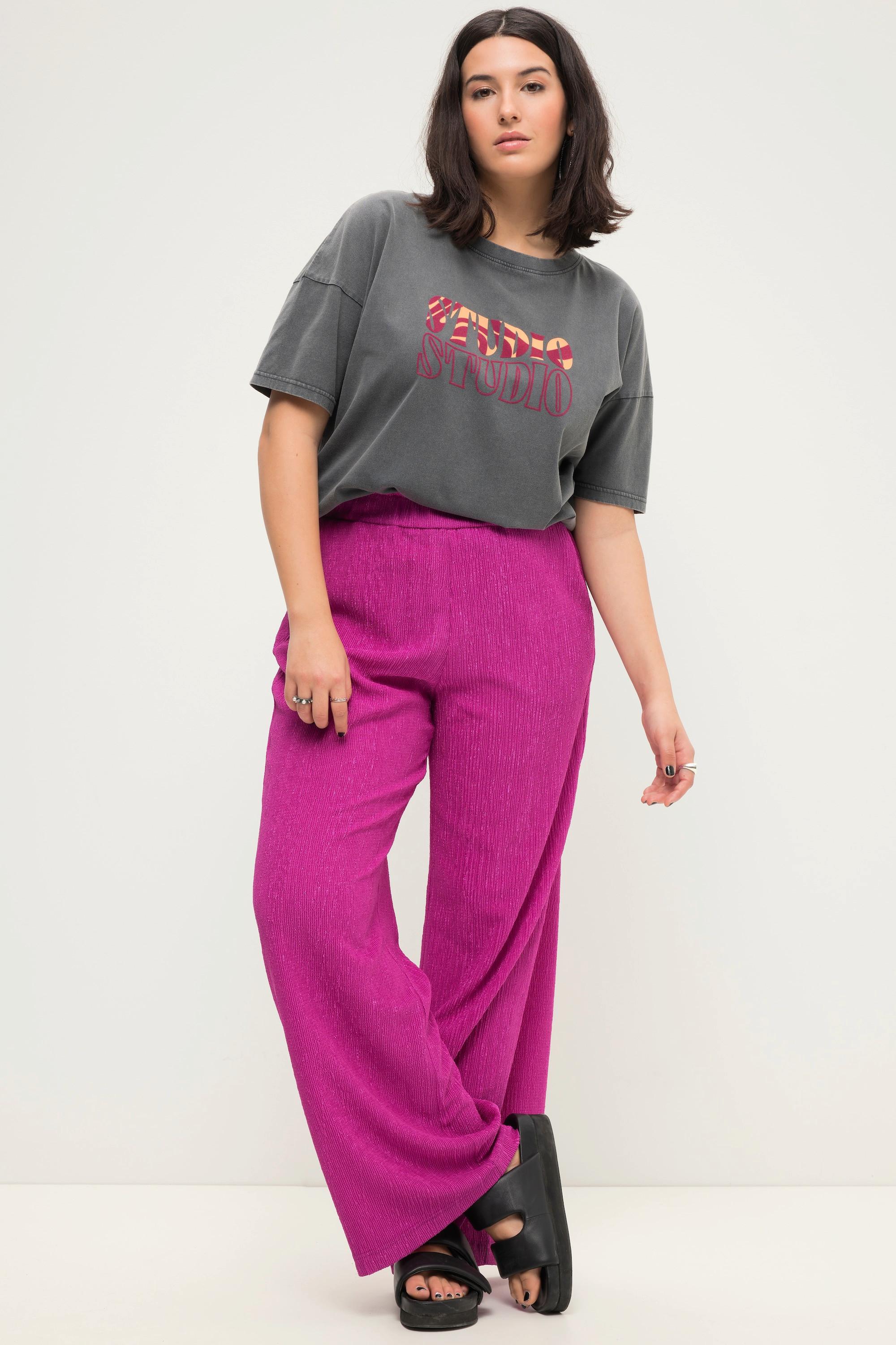 Studio Untold  Pantalon en crêpe à jambes larges et taille élastique 