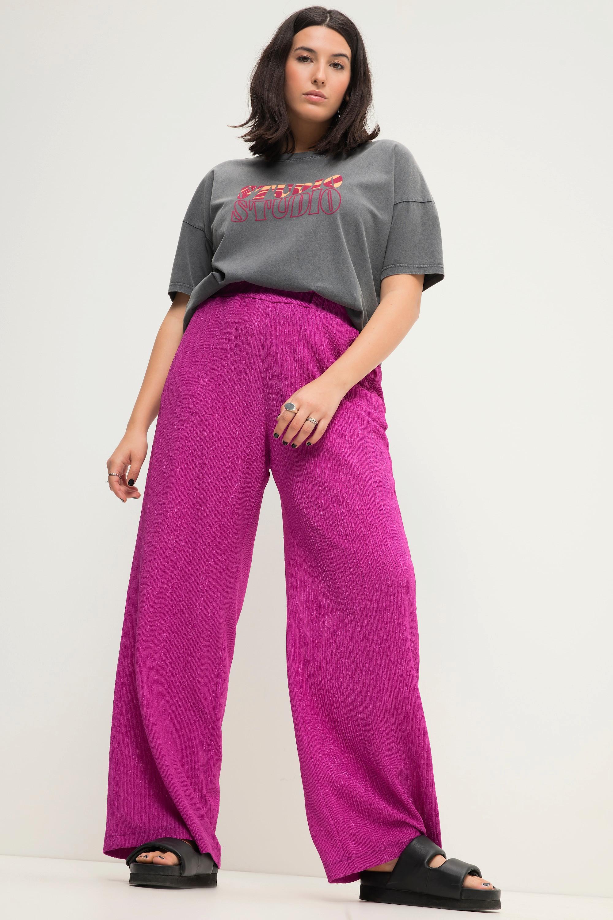 Studio Untold  Pantalon en crêpe à jambes larges et taille élastique 