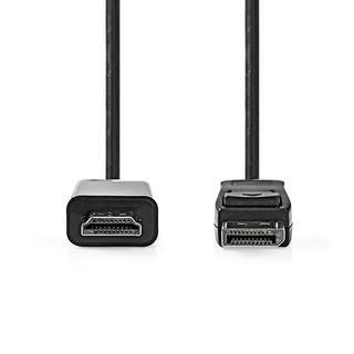 Nedis  Displayport-Kabel | DisplayPort-Stecker | HDMI™-Anschluss | 4K@30Hz | Vernickelt | 2,00 m | Rund | PVC | Schwarz | Box 