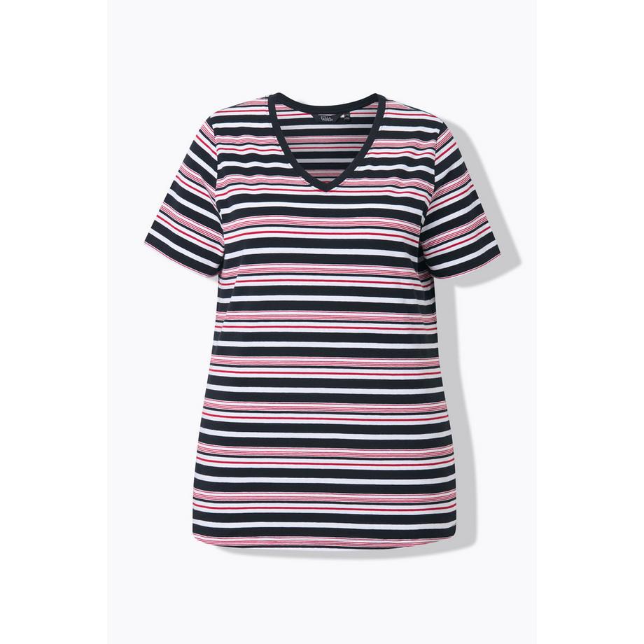Ulla Popken Maglia Righe Scollo V Mezze Maniche Classic  