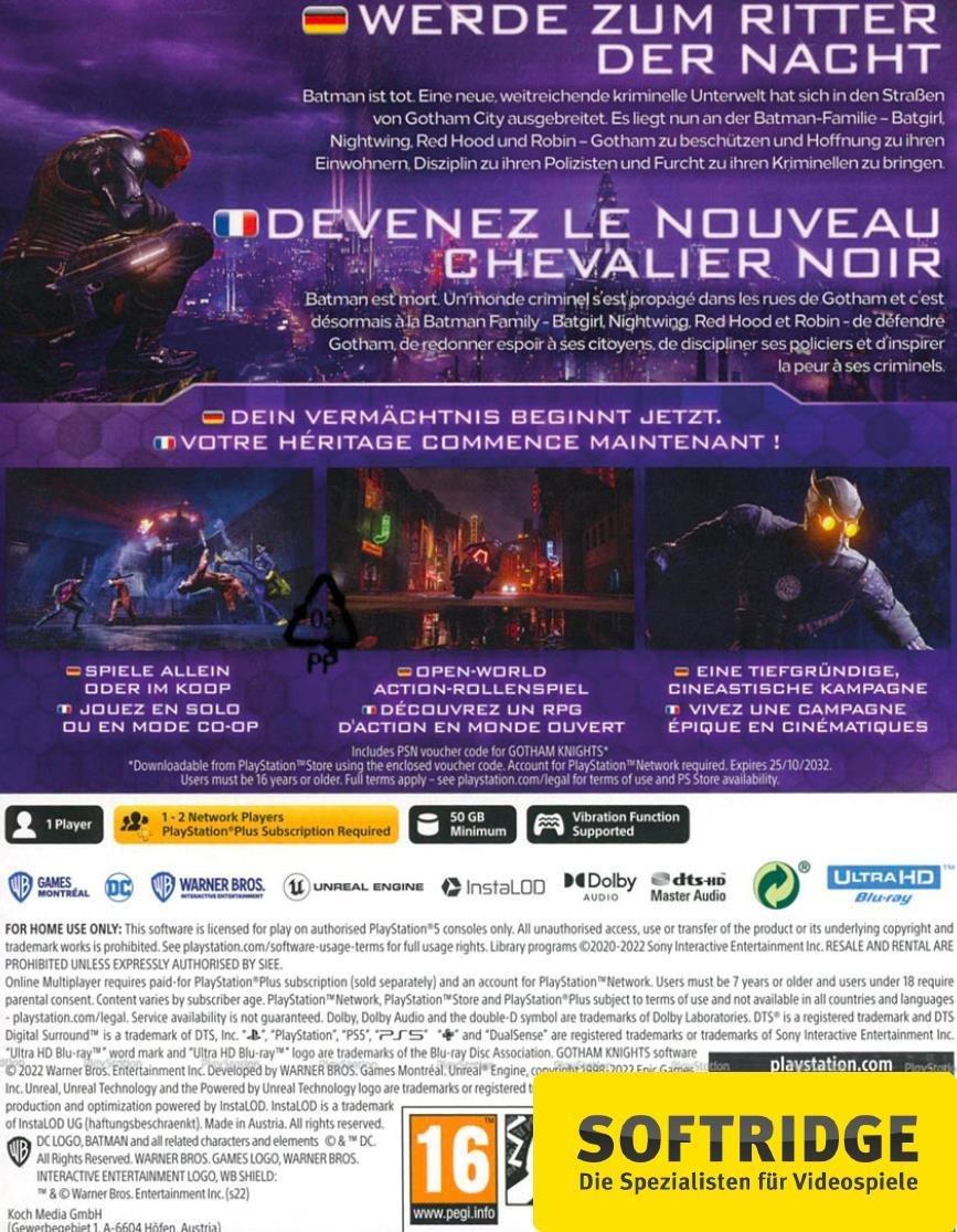 Warner Bros  Warner Bros Gotham Knights Standard Multilingue PlayStation 5 