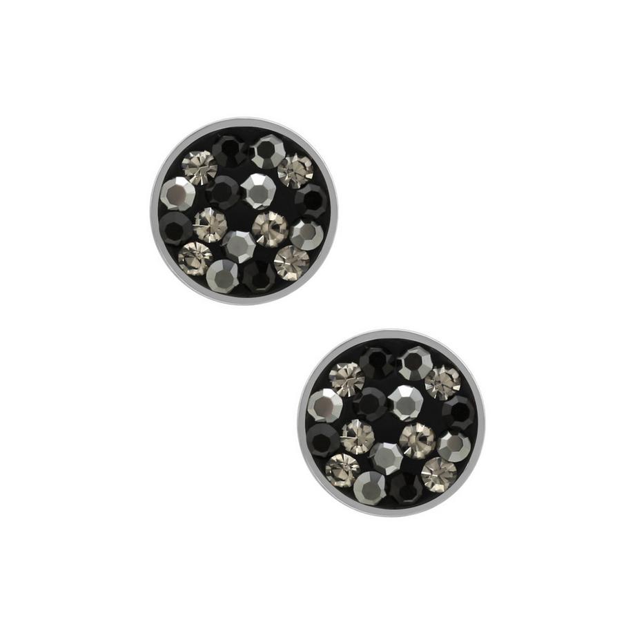 Maxte  Ohrstecker Rund  aus Hochglanzpoliertem Chirurgenstahl mit Kristall 