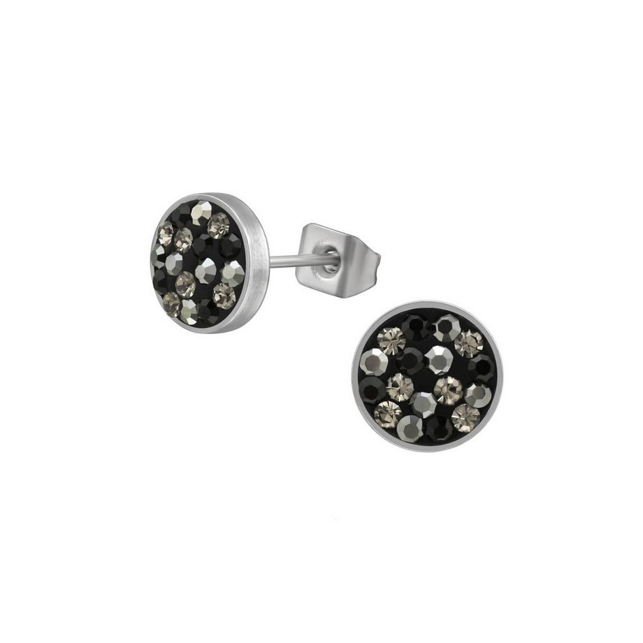 Ohrstecker Rund  aus Hochglanzpoliertem Chirurgenstahl mit Kristall