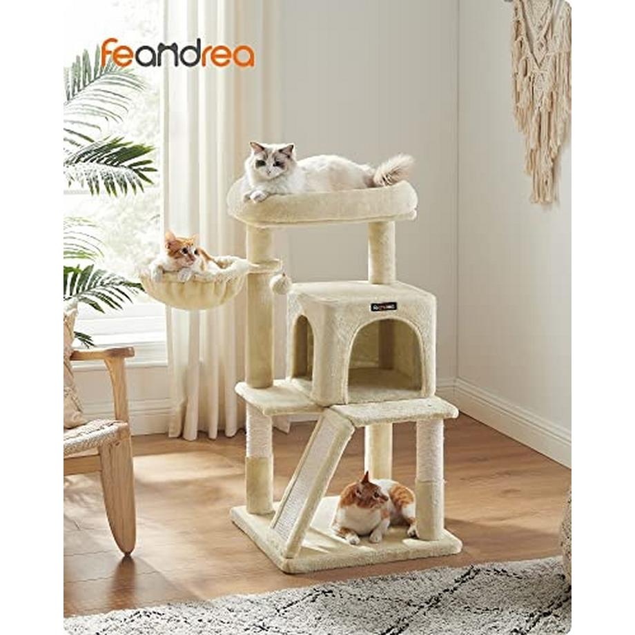 Pricenet  Grand arbre à chat avec grotte 2 portes, rampe à gratter, pompon 