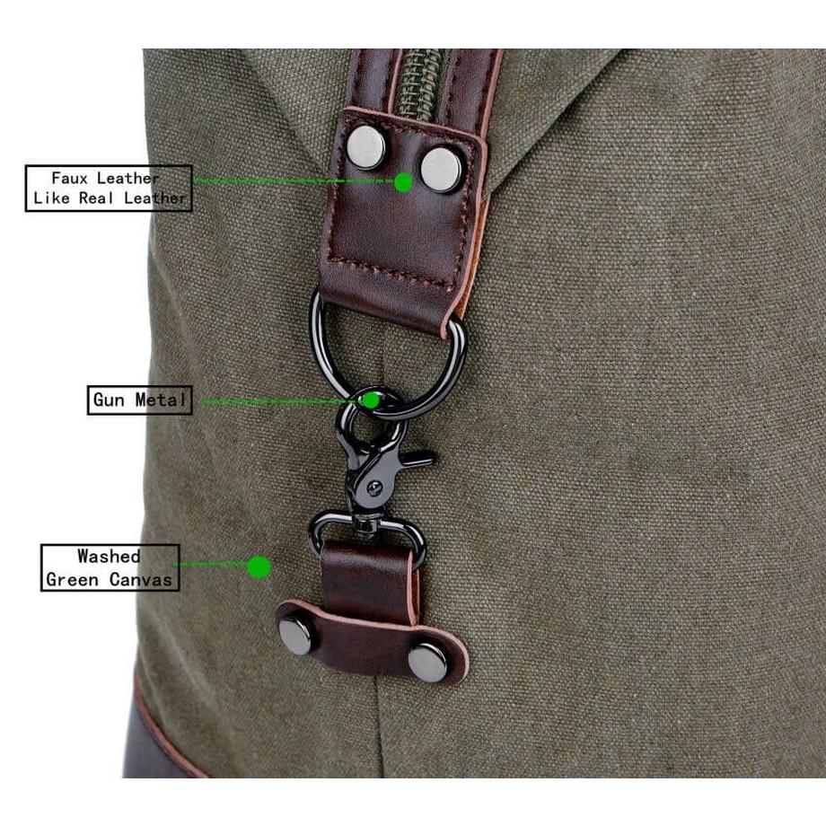 Only-bags.store Vintage Segeltuch PU Leder Unisex Handgepäck Reisetasche  