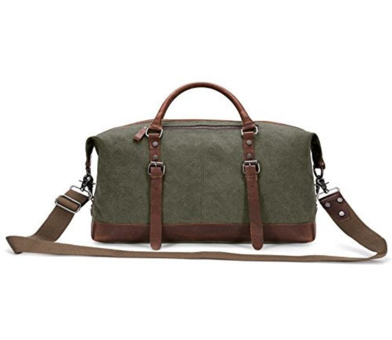 Only-bags.store  Vintage Segeltuch Canvas PU Leder Unisex Handgepäck Reisetasche Sporttasche Weekender Tasche für 