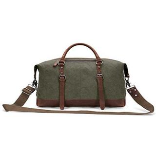 Only-bags.store  Vintage Segeltuch Canvas PU Leder Unisex Handgepäck Reisetasche Sporttasche Weekender Tasche für 