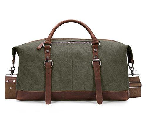 Only-bags.store  Vintage Segeltuch Canvas PU Leder Unisex Handgepäck Reisetasche Sporttasche Weekender Tasche für 