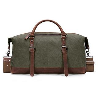 Only-bags.store  Vintage Segeltuch Canvas PU Leder Unisex Handgepäck Reisetasche Sporttasche Weekender Tasche für 