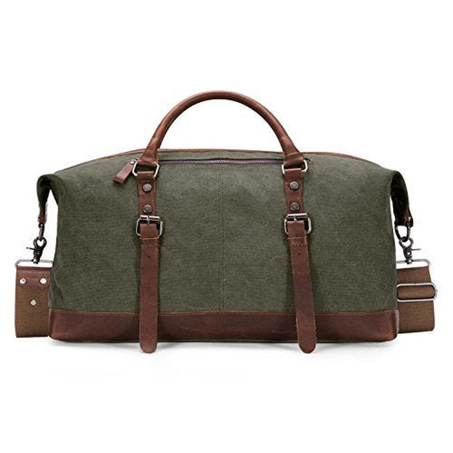 Only-bags.store Vintage Segeltuch PU Leder Unisex Handgepäck Reisetasche  