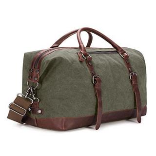 Only-bags.store  Vintage Segeltuch Canvas PU Leder Unisex Handgepäck Reisetasche Sporttasche Weekender Tasche für 