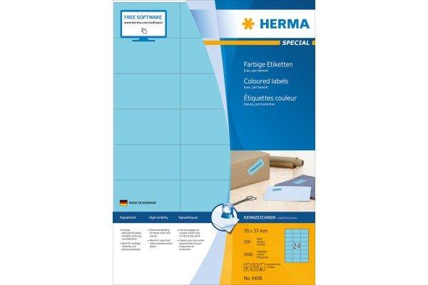 HERMA HERMA Etiketten SPECIAL 70x37mm 4408 blau,perm. 2400 St./100 Bl.  