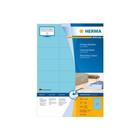 HERMA HERMA Etiketten SPECIAL 70x37mm 4408 blau,perm. 2400 St./100 Bl.  