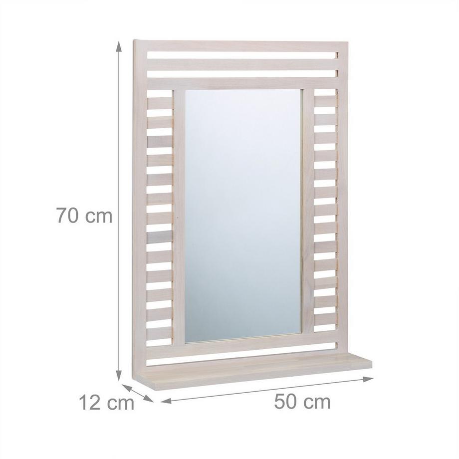 Northix Miroir de salle de bain avec étagère en blanc vintage  