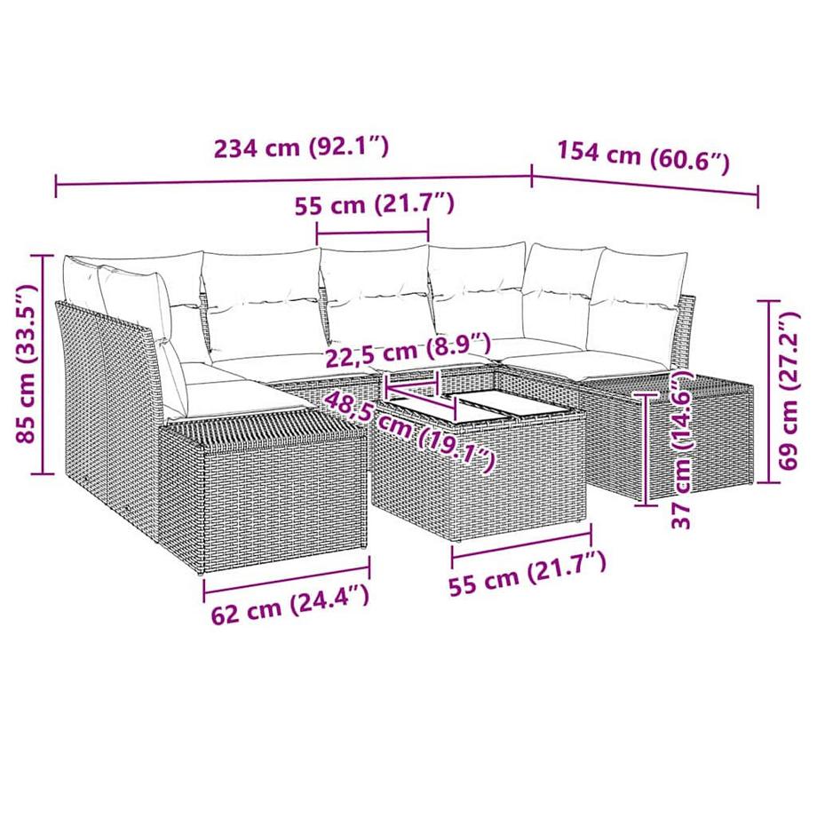 VidaXL Set Divano da Giardino Polyrattan  