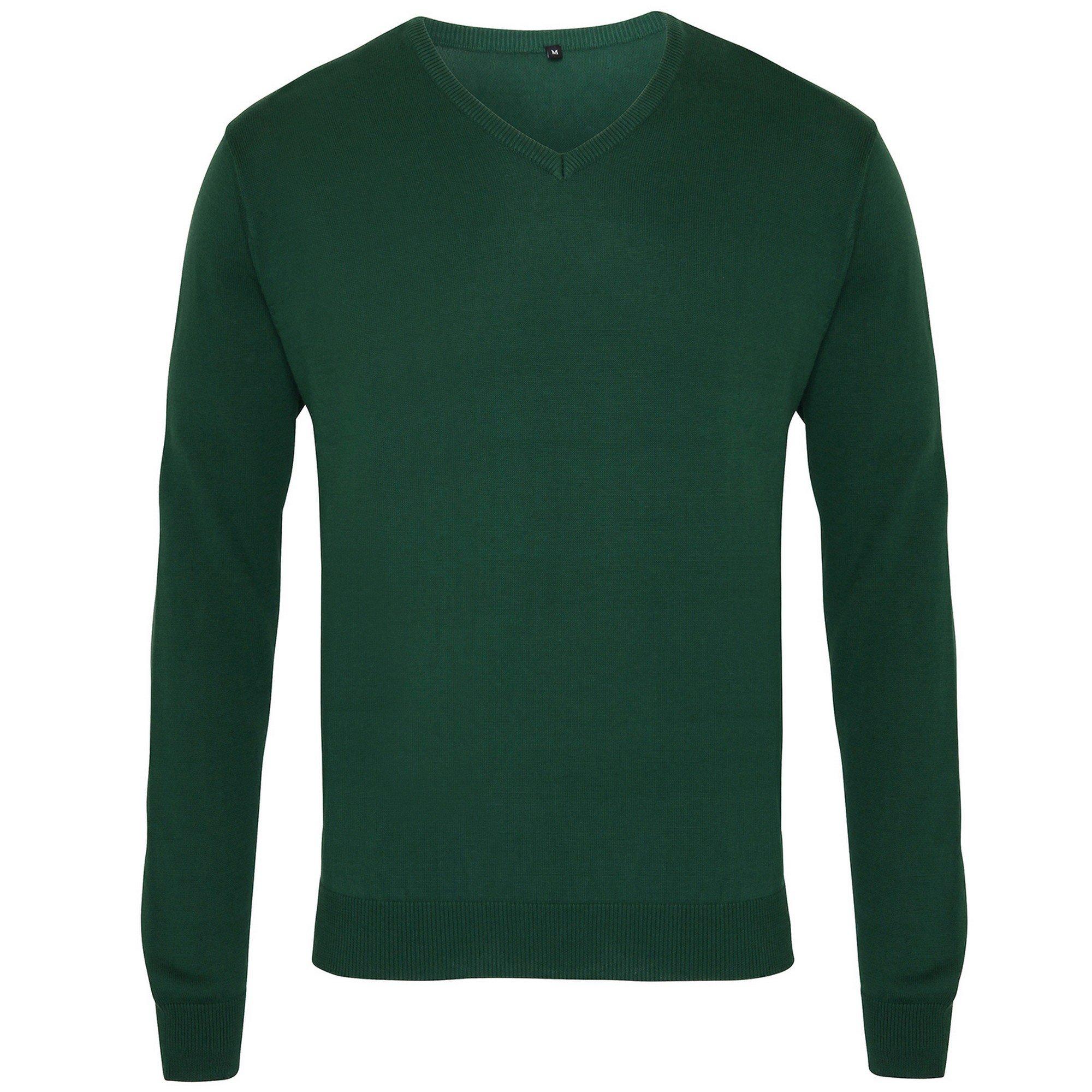 Image of Strickpullover Mit Vausschnitt Herren Dunkelgrün XL