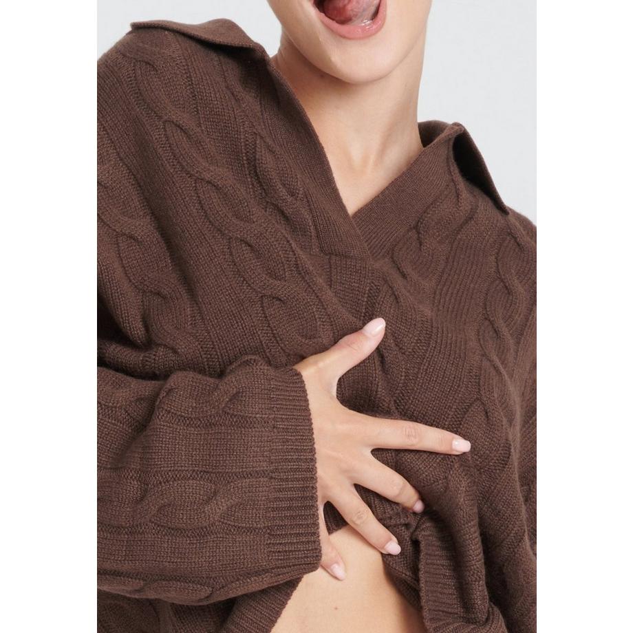 Studio Cashmere8 ZAYA 5 Polo Pull Maille Torsadée 6 Fils  