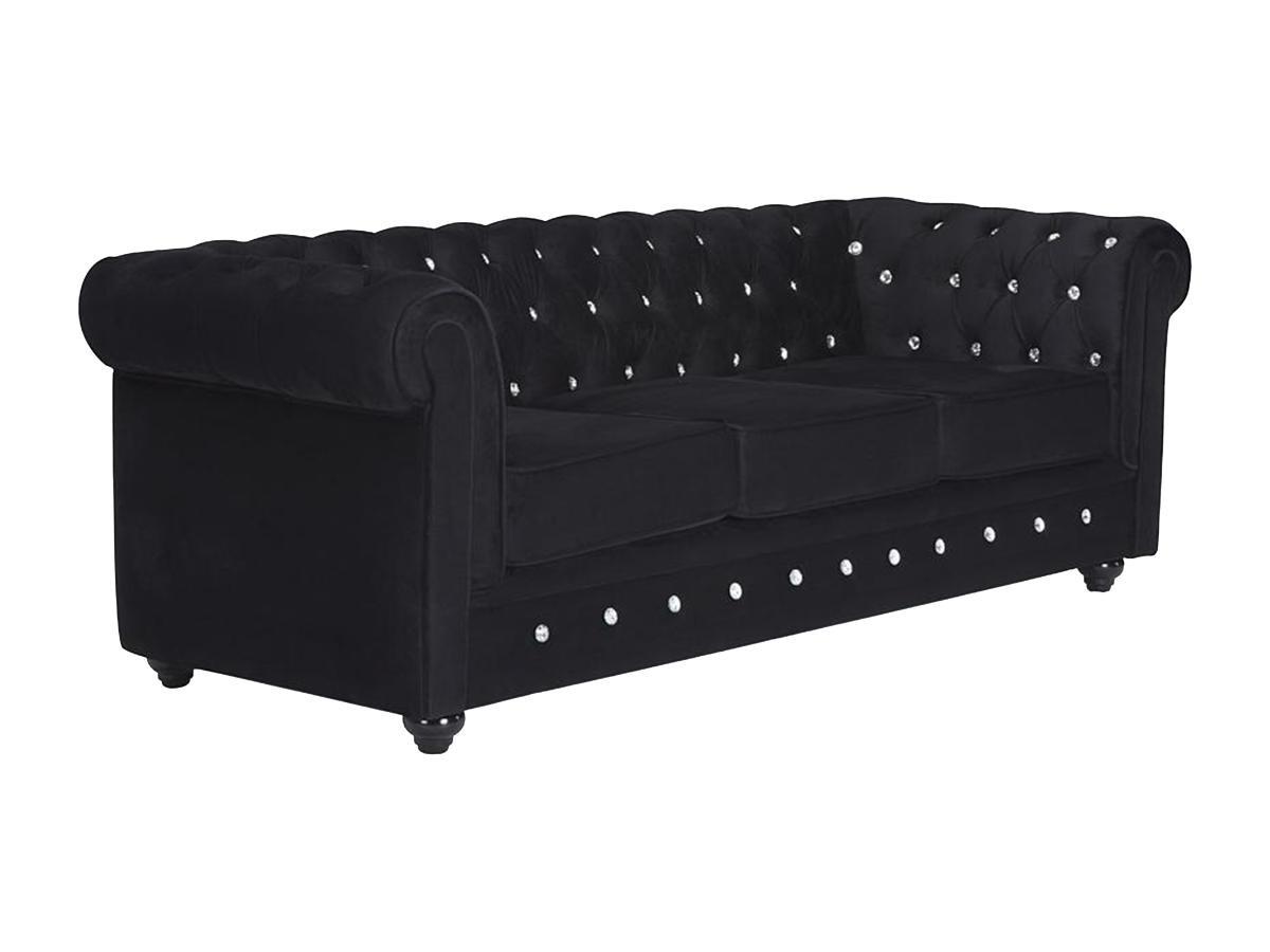 Vente-unique 3SitzerSofa CHESTERFIELD Samt mit Knöpfen in Kristalloptik  