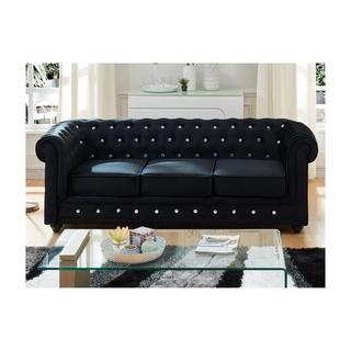 Vente-unique 3SitzerSofa CHESTERFIELD Samt mit Knöpfen in Kristalloptik  