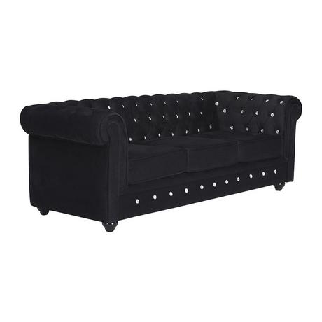 Vente-unique 3SitzerSofa CHESTERFIELD Samt mit Knöpfen in Kristalloptik  